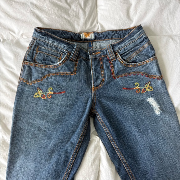 Antik Denim Dark Blue Jeans with Bold Orange Accents 1960, 1970 style - Picture 4 of 9